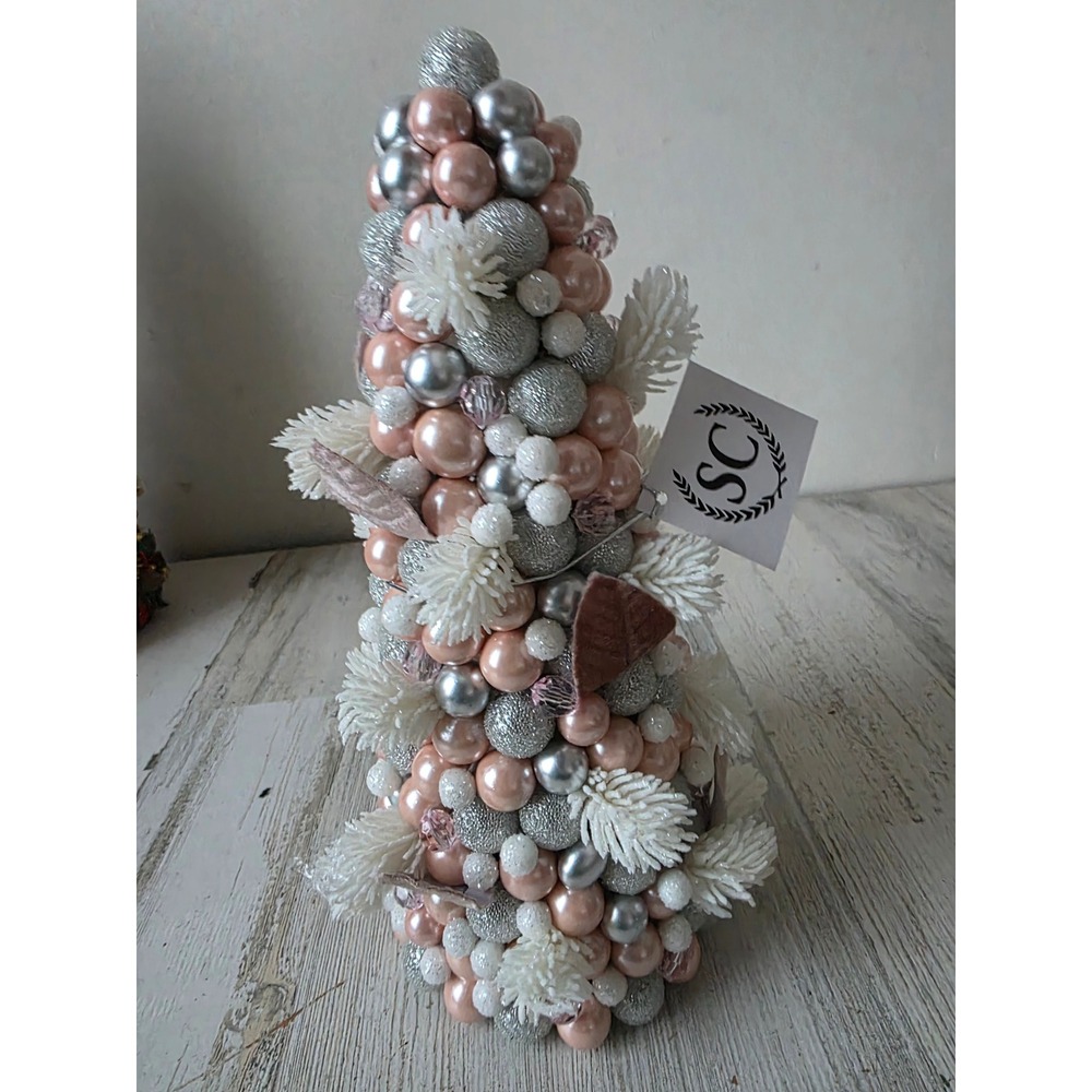 Salzburg pink glitter 12" tree creations Xmas white silver new